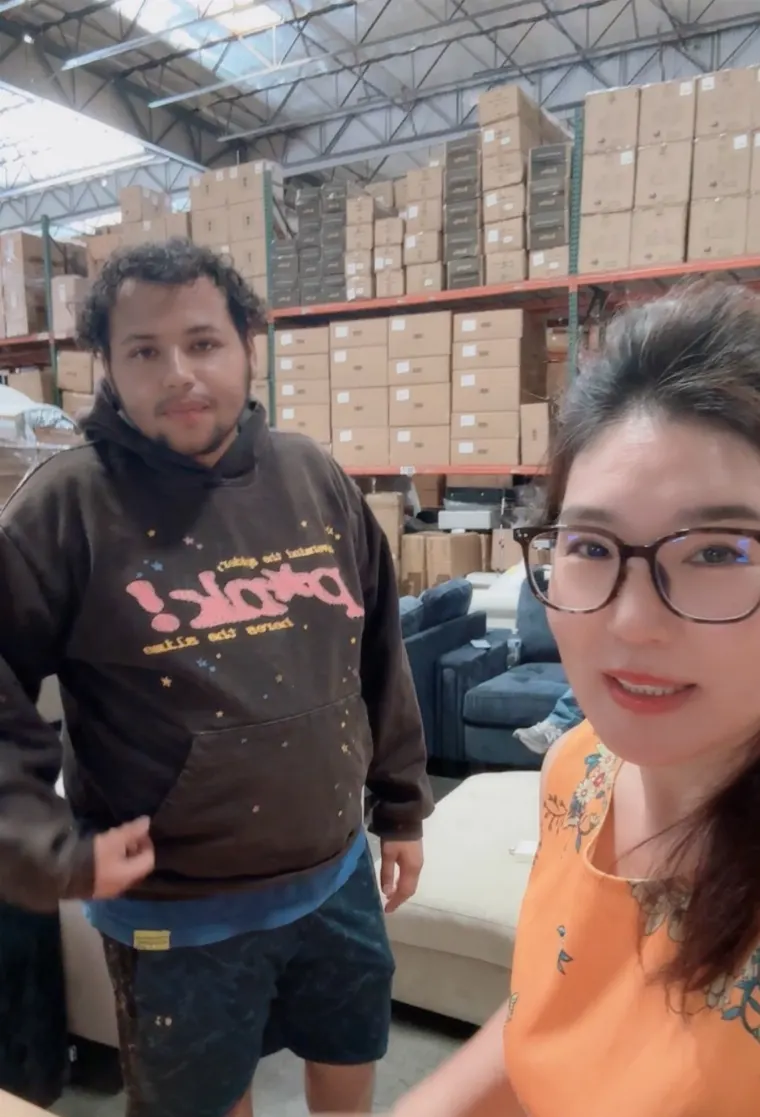 PrimeAura Global clients visiting our Los Angeles warehouse with Jolin